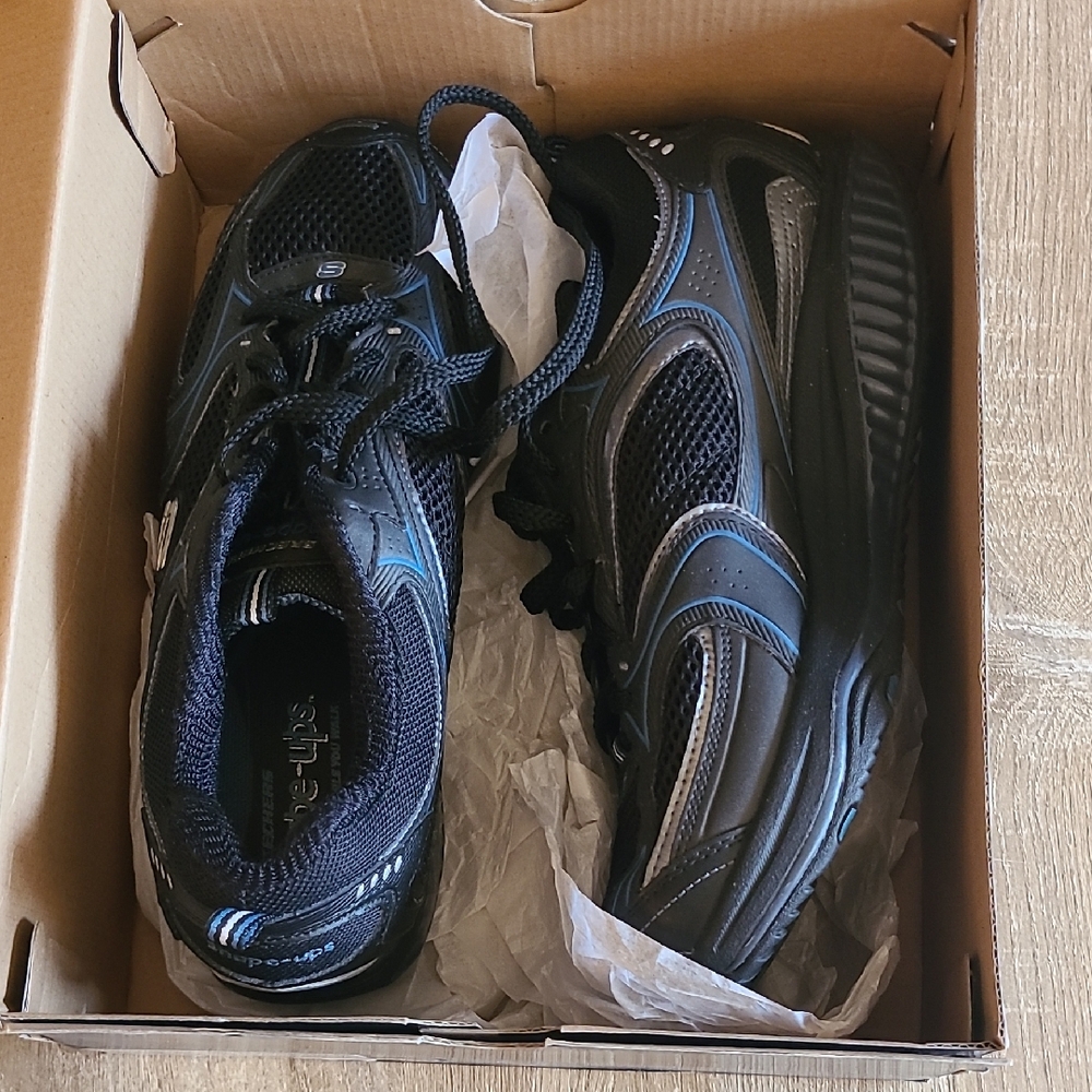 Skechers Black and Blue Athletic Shoes Shape Ups